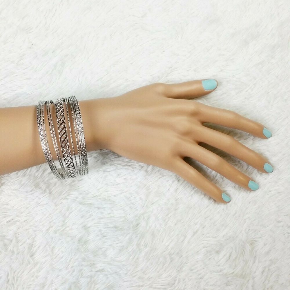 Metal Cuff Bracelet Celtic Twist Silver Tone